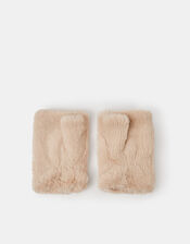 Faux Fur Fingerless Gloves, Cream (CREAM), large