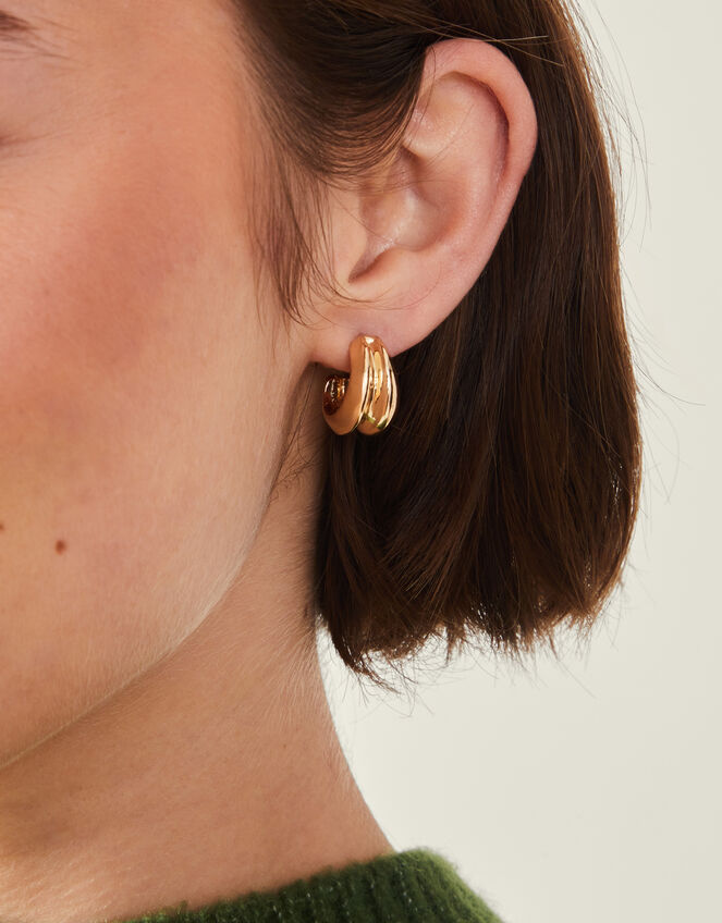 Mini Double Hoop Earrings, , large