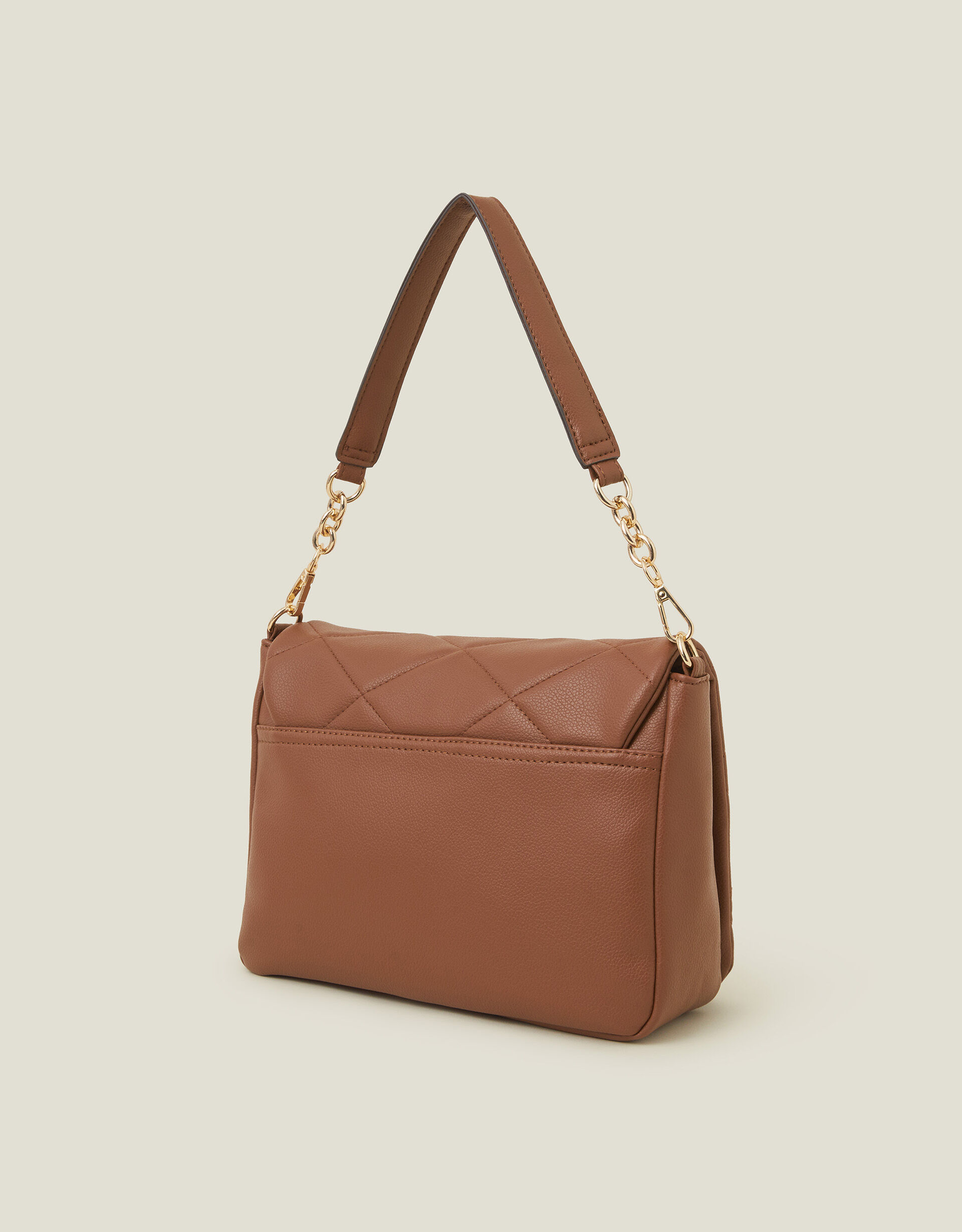 Large Quilted Cross Body Bag Tan