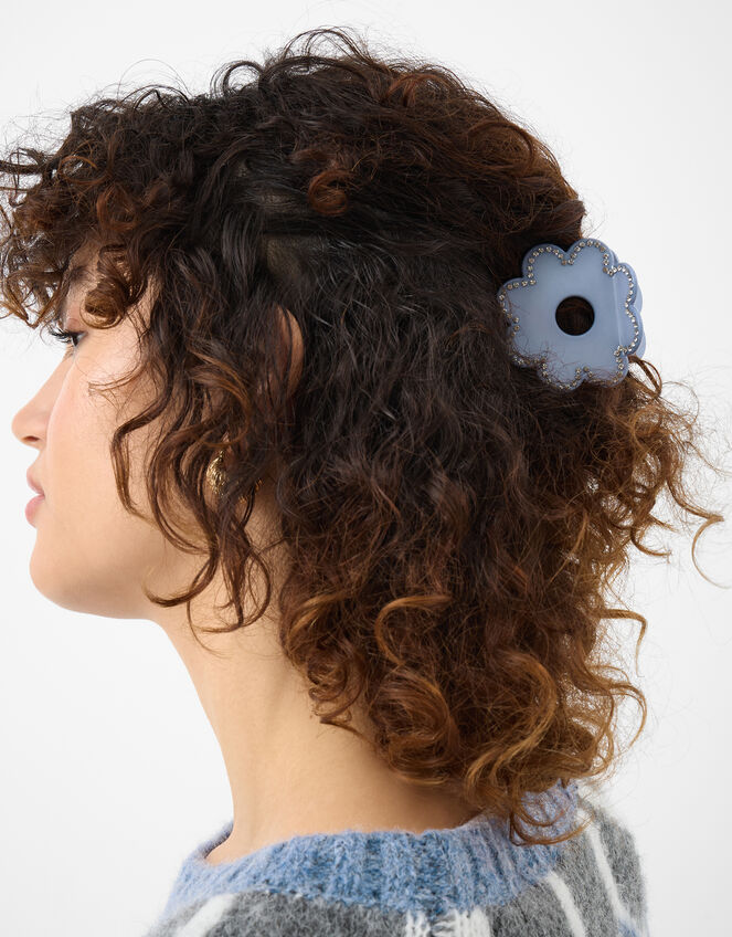 2-Pack Diamanté Flower Claw Clip, , large