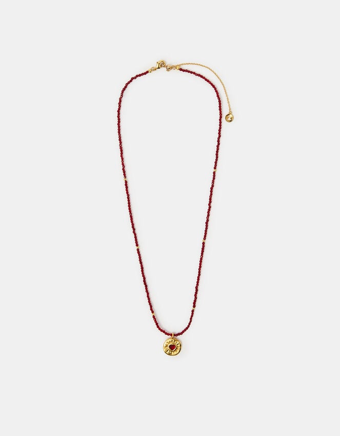 14ct Gold-Plated Beaded Heart Pendant Necklace , , large