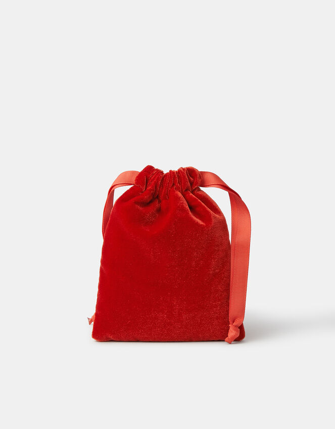 Cherry Velvet Drawstring Bag, , large
