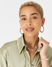Medium Chain Necklace and Bracelet, Silver (SILVER), large