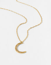 Gold-Plated Sparkle Moon Necklace, , large