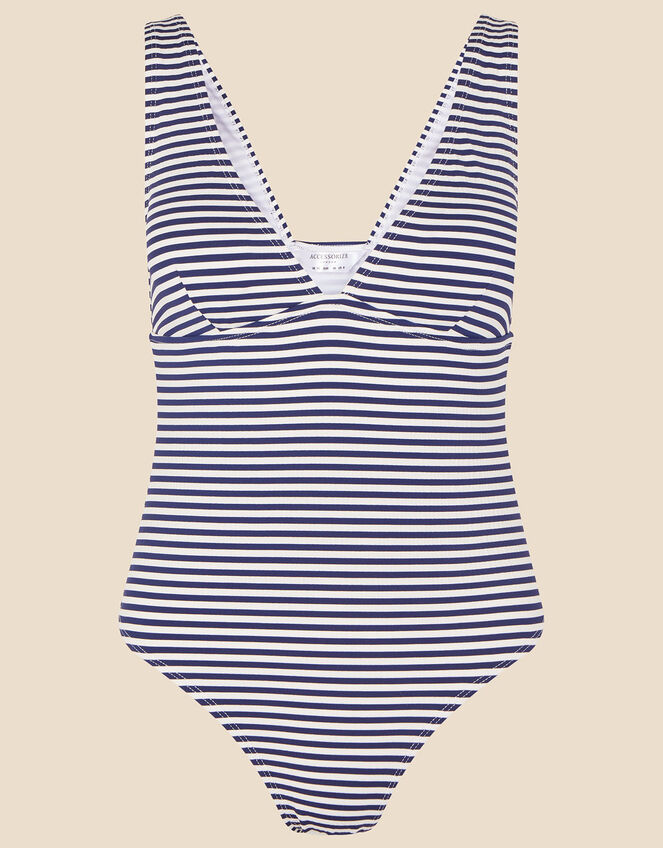 Texture Stripe Plunge Swimsuit, Blue (NAVY), large