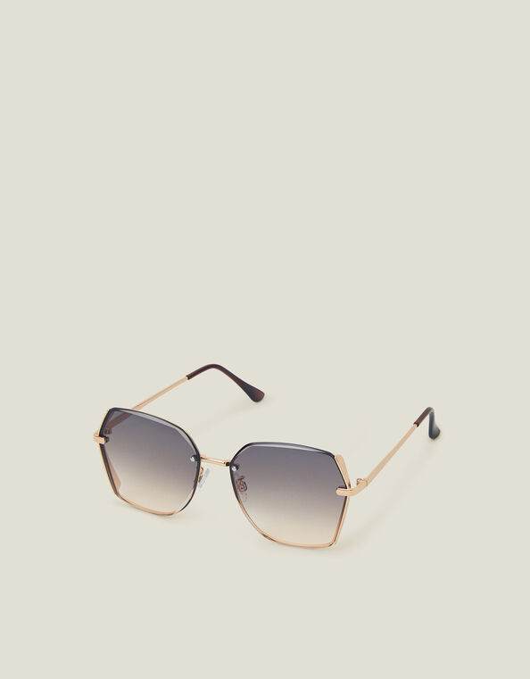 Metal Bevelled Edge Sunglasses, , large