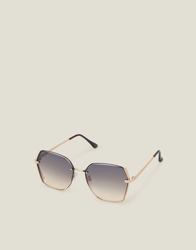 Metal Bevelled Edge Sunglasses, , large