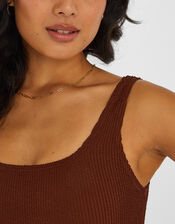 Crinkle Swimsuit, Brown (BROWN), large