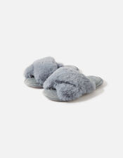Super-Soft Faux Fur Sliders, Blue (BLUE), large