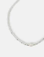 Sterling Silver-Plated Pearl Beaded Bracelet, White (WHITE), large
