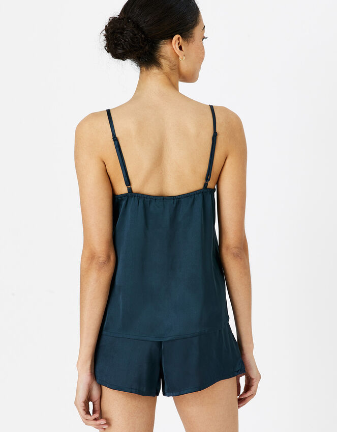 Satin Tie Front Vest Pyjama Set, Blue (NAVY), large