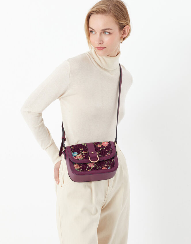Floral Tapestry Cross-Body Bag, , large