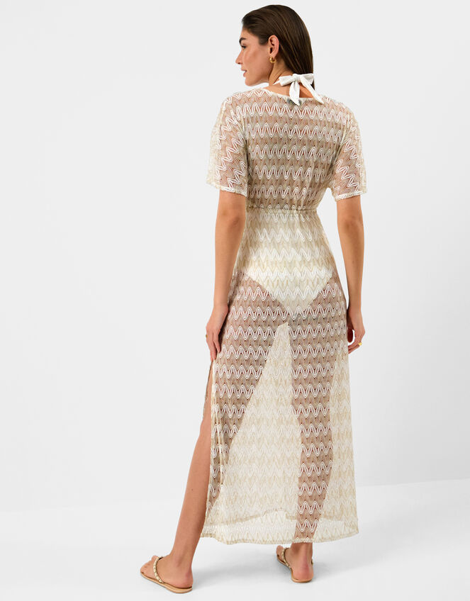 Crochet Maxi Kaftan Dress, White (WHITE), large