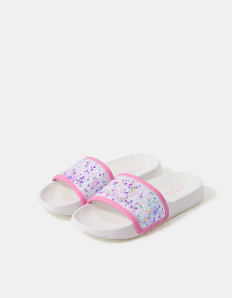 Girls Confetti Strap Sliders, Multi (PASTEL MULTI), large