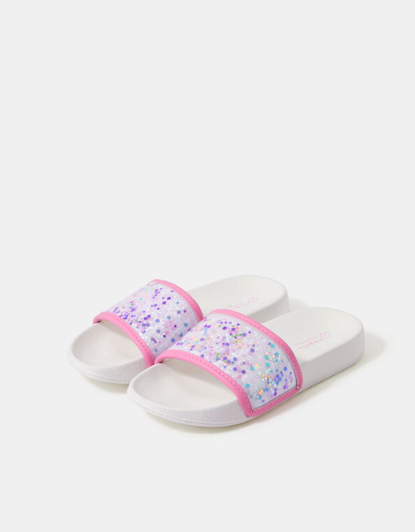 Girls Confetti Strap Sliders, Multi (PASTEL MULTI), large
