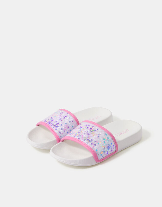 Girls Confetti Strap Sliders, Multi (PASTEL MULTI), large