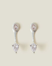 Sterling Silver-Plated Back Drop Earrings, , large