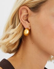 14ct Gold-Plated Chunky Dome Hoop Earrings, , large