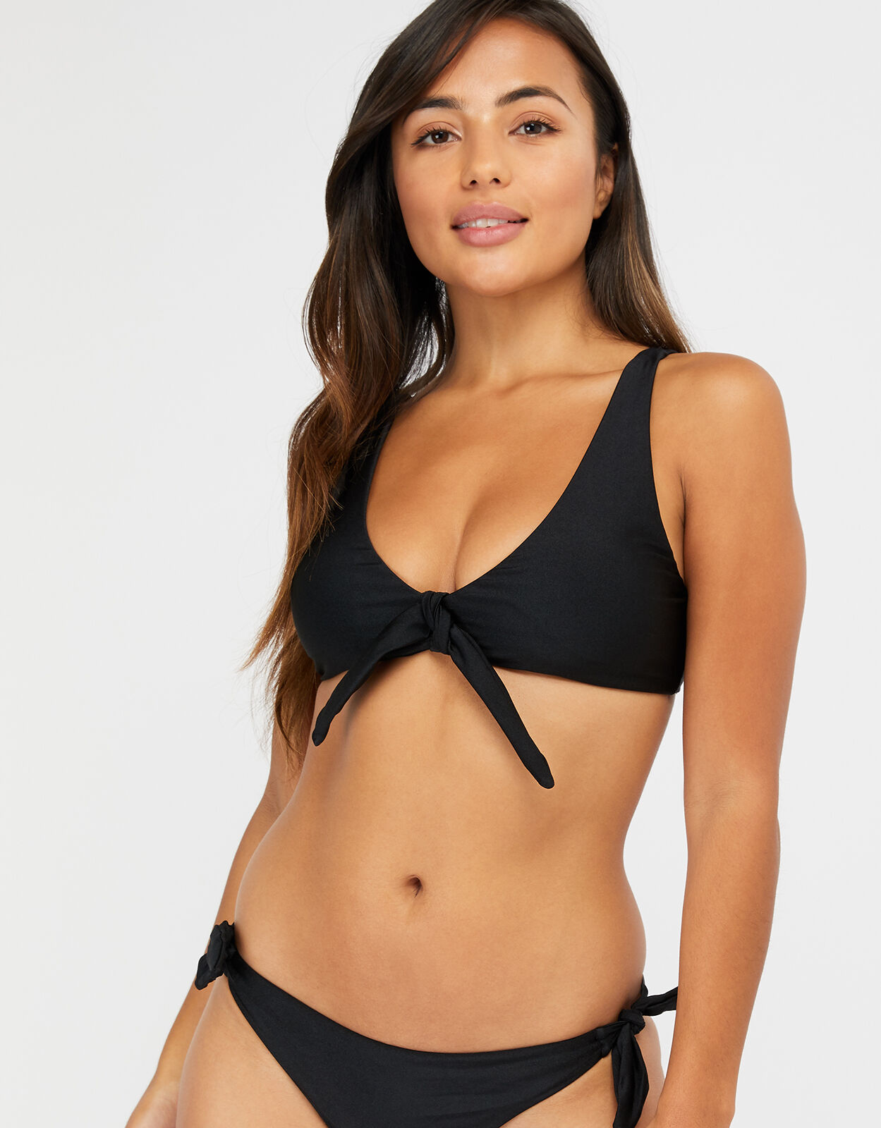 Tie Front Bikini Top Black