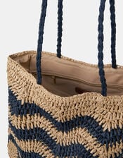Chevron Raffia Shopper Bag, , large