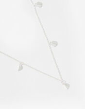 Sterling Silver Heart Station Necklace, , large