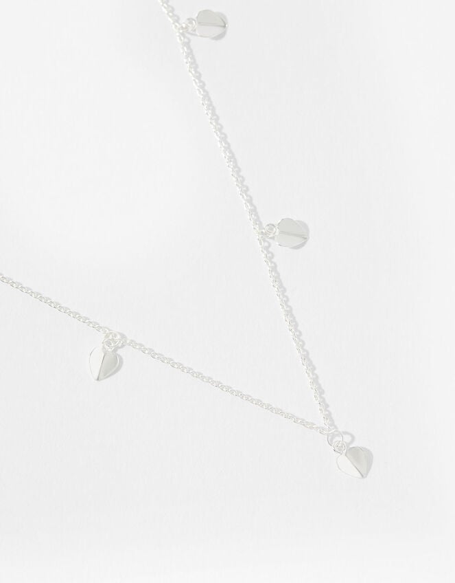 Sterling Silver Heart Station Necklace, , large