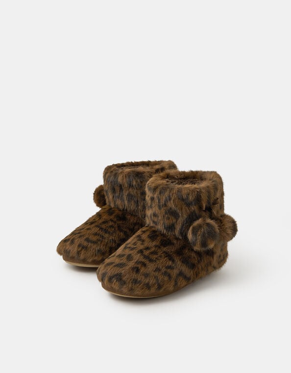 Fluffy Leopard Slipper Boots, Leopard (LEOPARD), large