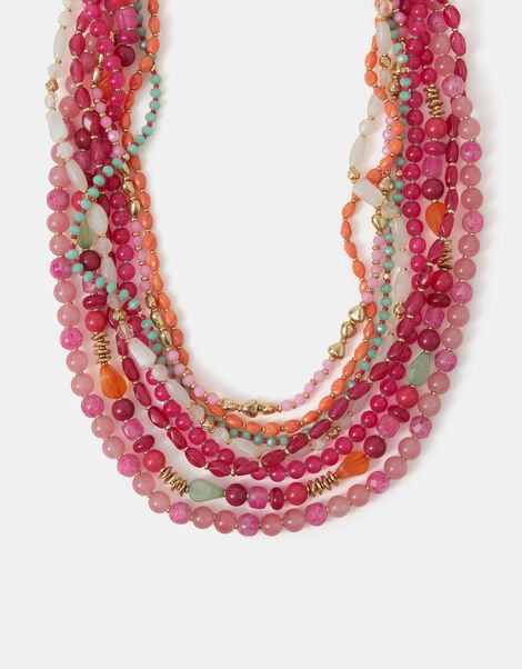 Multi Strand Bead Layered Necklace, , large
