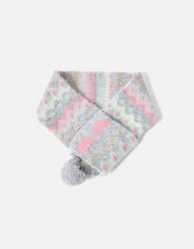 Dog Fairisle Print Scarf, Grey (GREY), large