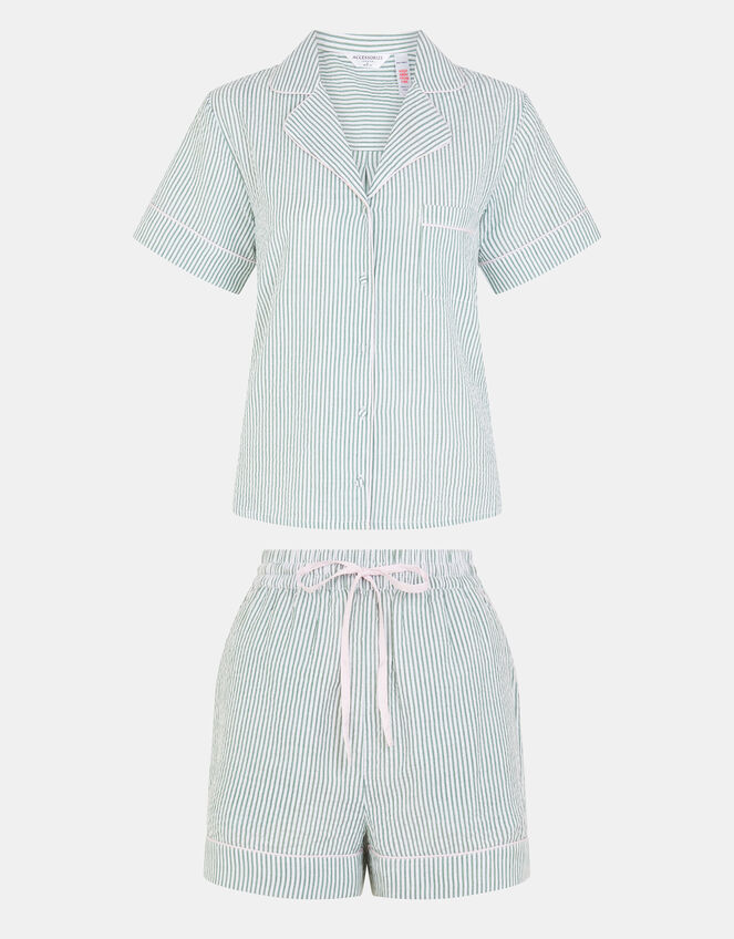 Stripe Cotton Short Pyjamas Set, Green (GREEN), large