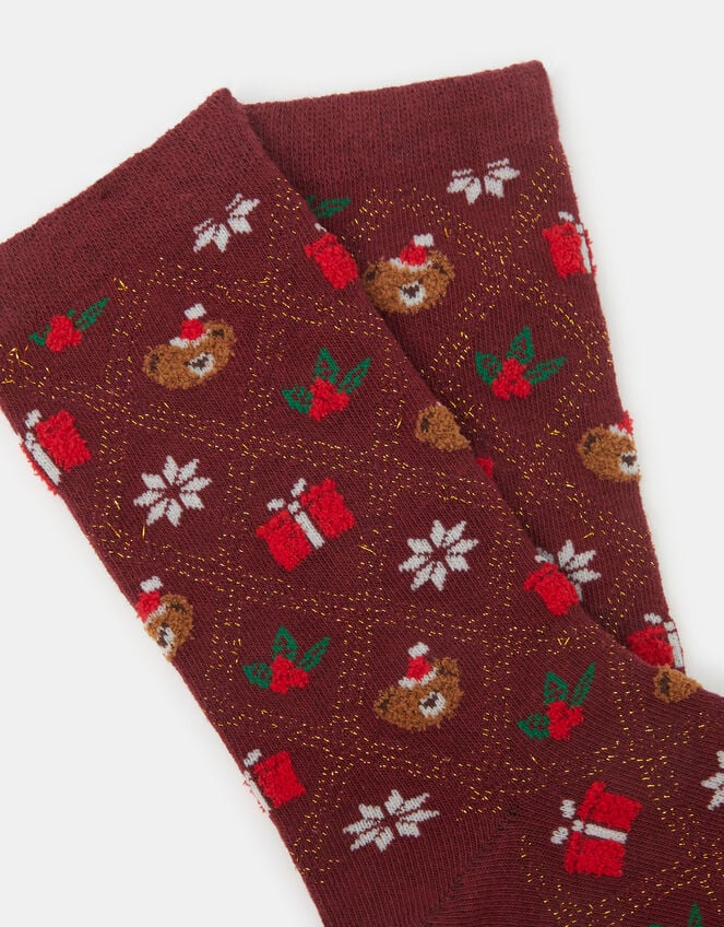 Festive Bear Christmas Socks, , large