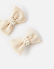 Pearly Bow Clips, , large