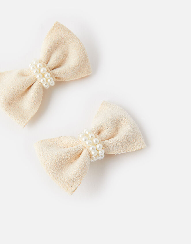 Pearly Bow Clips, , large