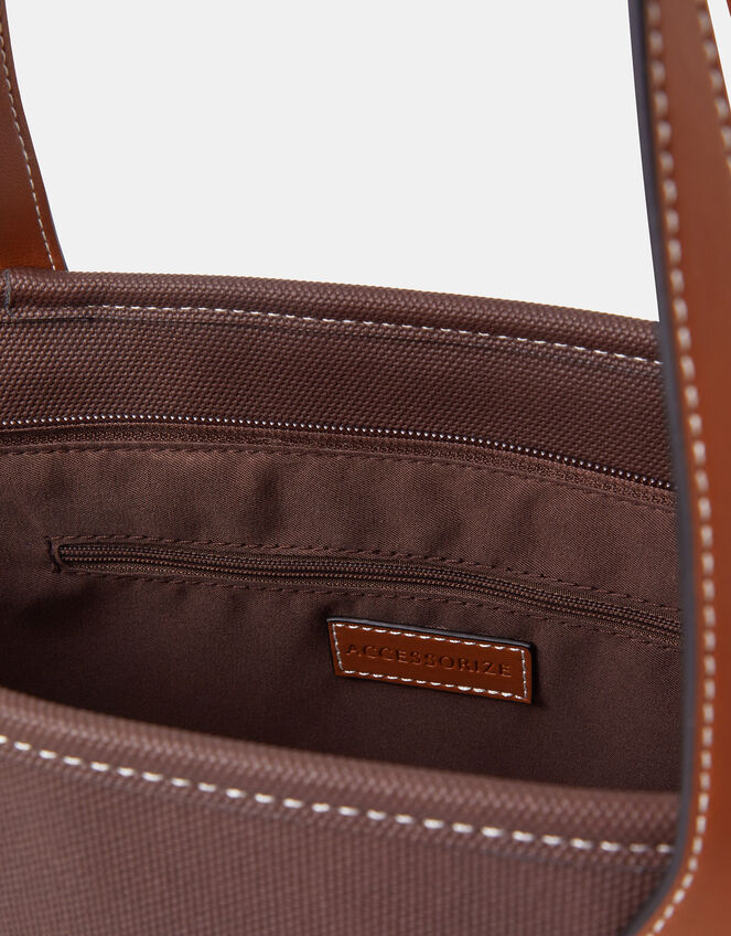 Plain Tote Bag, Brown (CHOCOLATE), large