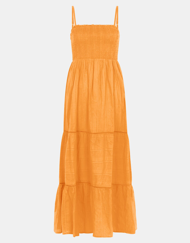 Shimmer Smocked Midi Dress, Gold (GOLD), large