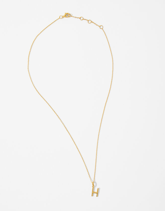 Gold Vermeil Initial Pendant Necklace - H, , large