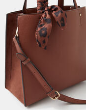 Izzie Scarf Handle Handbag, Tan (TAN), large