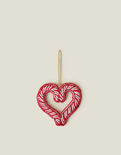 Beaded Candy Cane Heart Christmas Tree Decoration, , large