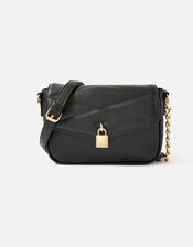 Padlock Quilted Cross-Body Bag, Black (BLACK), large