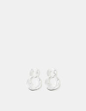 Sterling Silver-Plated Molten Hoop Drop Earring, , large