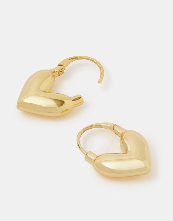 14ct Gold-Plated Bubble Heart Hoop Earrings, , large