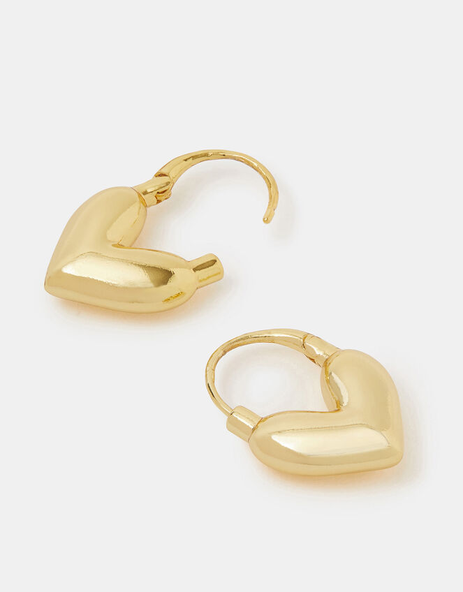 14ct Gold-Plated Bubble Heart Hoop Earrings, , large