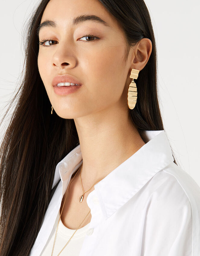 Reconnected Crinkle Short Drop Earrings, , large
