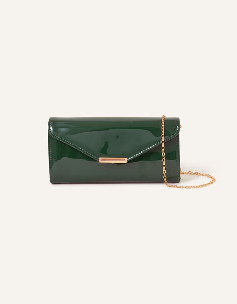 Patent Clutch Bag, Green (GREEN), large