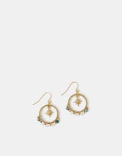 14ct Gold-Plated Star Charm Hoop Earrings, , large