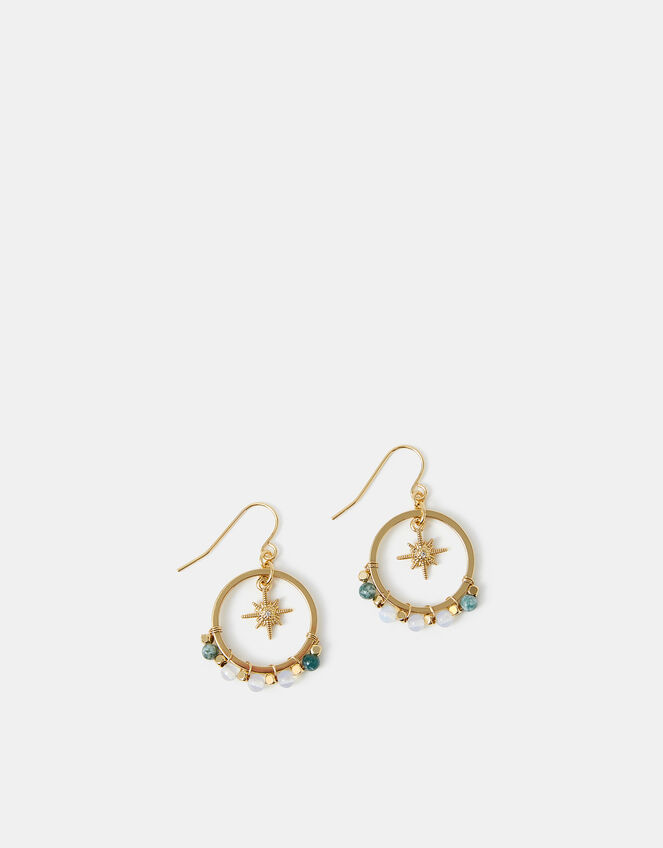 14ct Gold-Plated Star Charm Hoop Earrings, , large