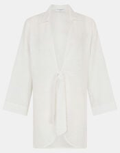 Tie Front Cotton Beach Shirt, White (WHITE), large