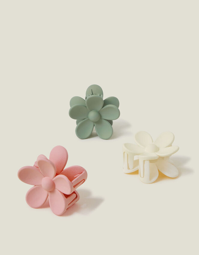 3-Pack Matte Mini Flower Claw Clips, , large