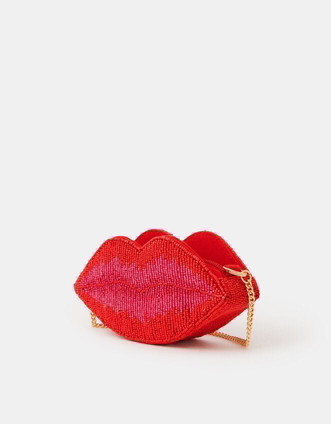 Beaded Lips Clutch Bag, , large