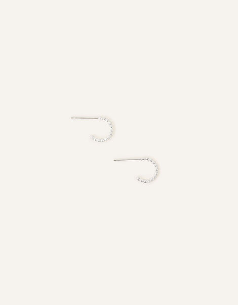 Sterling Silver Bobble Huggie Hoops, , large